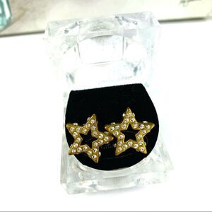Gold Rhinestone Star 3D Earrings‎